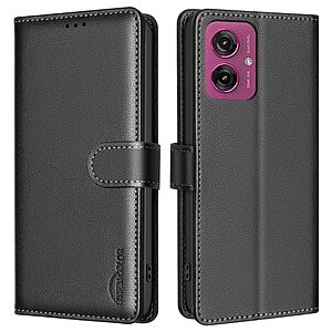 ΘΗΚΕΣ ΚΙΝΗΤΩΝ ΑΞΕΣΟΥΑΡ LG Nexus 5 15 Flip Πορτοφόλι από Συνθετικό Δέρμα (PU) για Motorola Moto G55 5G από BINFEN COLOR BF32 σε Μαύρο με RFID προστασία, Wallet και Stand.