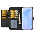 Flip Πορτοφόλι από Συνθετικό Δέρμα (PU) με TPU για το Motorola Moto G55 5G σε Μαύρο χρώμα με θήκες καρτών, stand και λουράκι καρπού.