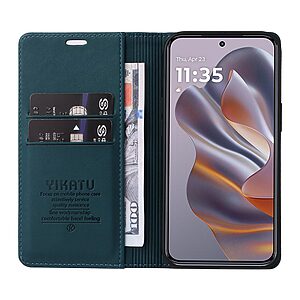 Flip Πορτοφόλι από Συνθετικό Δέρμα (PU) με TPU για Motorola Moto G55 5G από YIKATU YK-001 σε Πράσινο χρώμα με Wallet και Stand.