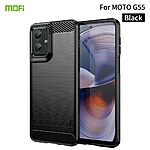 Πλάτη TPU για Motorola Moto G55 5G από MOFI JK TPU Series-1 σε Μαύρο χρώμα με Carbon Fiber υφή και αντικραδασμική προστασία.