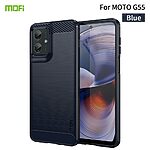 Πλάτη TPU για Motorola Moto G55 5G από MOFI JK TPU Series-1 με υφή carbon fiber σε Μπλε χρώμα. Αντικραδασμική προστασία και σχεδιασμός ταχείας ψύξης.