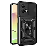 Σκληρή Πλάτη PC+TPU για Motorola Moto G84 5G από OEM σε Μαύρο χρώμα με περιστρεφόμενο Stand, κινητή ασπίδα φακού και μαγνητική βάση αυτοκινήτου.
