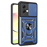 Σκληρή Πλάτη PC+TPU για Motorola Moto G84 5G από OEM σε Μπλε Σκούρο χρώμα με περιστρεφόμενο Stand και προστασία φακού κάμερας.