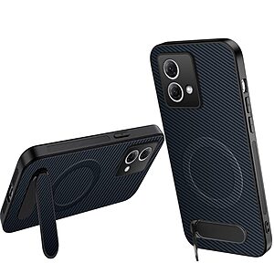Σκληρή Πλάτη PC+TPU για Motorola Moto G84 5G από WANLONFENG QT Series σε Μπλε Σκούρο χρώμα με ενσωματωμένο Stand και μαγνητική υποστήριξη.
