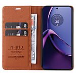 Flip Πορτοφόλι από Συνθετικό Δέρμα (PU) με TPU για Motorola Moto G84 5G από YIKATU YK-001 σε Καφέ χρώμα με θήκες καρτών και Stand.