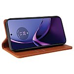 Flip Πορτοφόλι από Συνθετικό Δέρμα (PU) με TPU για Motorola Moto G84 5G από YIKATU YK-001 σε Καφέ χρώμα με θήκες καρτών και Stand.