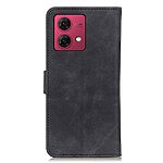 Flip Πορτοφόλι από Συνθετικό Δέρμα (PU) με TPU για Motorola Moto G84 5G από KHAZNEH σε Μαύρο χρώμα με θήκες καρτών και ενσωματωμένη βάση στήριξης.