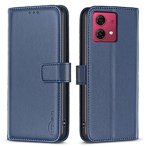 Flip Πορτοφόλι από Συνθετικό Δέρμα (PU) με TPU για Motorola Moto G84 5G από BINFEN COLOR BF17 σε Μπλε χρώμα με Wallet και Stand.
