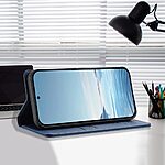 Flip Πορτοφόλι από Συνθετικό Δέρμα (PU) με TPU για το Motorola Moto G86 5G σε Μπλε Σκούρο χρώμα με RFID προστασία, θήκες καρτών και ενσωματωμένο Stand.