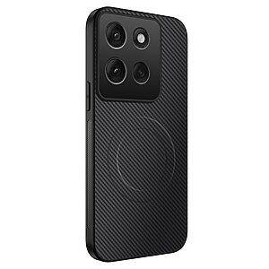 Σκληρή Πλάτη PC+TPU για Motorola Moto G86 5G από WANLONFENG TQ Series σε Μαύρο χρώμα με υφή carbon fiber και μαγνητική συμβατότητα.