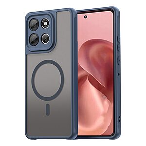 Σκληρή Πλάτη PC+TPU για το Motorola Moto G86 5G σε Μπλε χρώμα με μαγνητική λειτουργία, προστασία κάμερας και ενισχυμένες γωνίες από OEM.