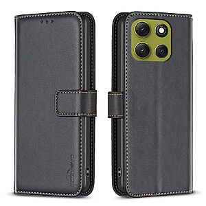 Flip Πορτοφόλι από Συνθετικό Δέρμα (PU) με TPU για Motorola Moto G86 5G από BINFEN COLOR BF17 σε Μαύρο χρώμα με Wallet και Stand.