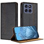 Flip Πορτοφόλι από Συνθετικό Δέρμα (PU) με TPU για Motorola Moto G86 5G σε Μαύρο χρώμα με θήκη κάρτας και ενσωματωμένη βάση στήριξης.