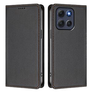 Flip Πορτοφόλι από Συνθετικό Δέρμα (PU) με TPU για Motorola Moto G86 5G σε Μαύρο χρώμα με RFID προστασία, θήκες καρτών και ενσωματωμένο stand.