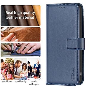 Flip Πορτοφόλι από Συνθετικό Δέρμα (PU) με TPU για το Motorola Moto G86 5G από BINFEN COLOR BF17 σε Μπλε χρώμα με θήκες καρτών και Stand.