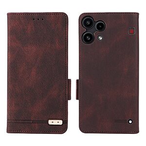 Flip Πορτοφόλι από Συνθετικό Δέρμα (PU) με TPU για Nothing 3a Lite 5G σε Καφέ χρώμα με θήκη κάρτας και βάση στήριξης.