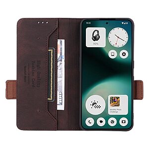 Flip Πορτοφόλι από Συνθετικό Δέρμα (PU) με TPU για Nothing 3a Lite 5G σε Καφέ χρώμα με θήκη κάρτας και βάση στήριξης.