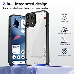 Σκληρή Πλάτη PC+TPU για Nothing 3a Lite 5G από OEM σε Μαύρο χρώμα με ματ φινίρισμα και προστασία από κρούσεις.