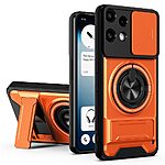 Σκληρή Πλάτη PC+TPU για το Nothing 3a Lite 5G από OEM σε Πορτοκαλί χρώμα με μαγνητικό δακτυλίδι, περιστρεφόμενο Stand και προστασία φακού κάμερας.