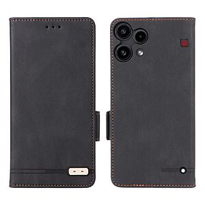 Flip Πορτοφόλι από Συνθετικό Δέρμα (PU) με TPU για το Nothing 3a Lite 5G σε Μαύρο χρώμα, με θήκη κάρτας και αναδιπλούμενη βάση στήριξης.