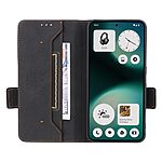 Flip Πορτοφόλι από Συνθετικό Δέρμα (PU) με TPU για το Nothing 3a Lite 5G σε Μαύρο χρώμα, με θήκη κάρτας και αναδιπλούμενη βάση στήριξης.