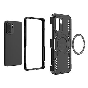 Σκληρή Πλάτη PC+TPU για OnePlus 15R 5G σε Κόκκινο χρώμα με μαγνητικό δαχτυλίδι, hollow σχεδιασμό αερισμού και προστασία από πτώσεις.