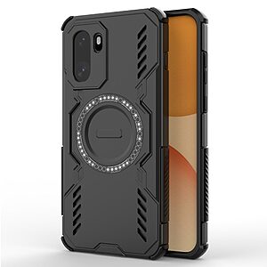 Σκληρή Πλάτη PC+TPU για OnePlus 15R 5G σε Μαύρο χρώμα με μαγνητικό δακτύλιο, hollow σχεδιασμό αερισμού και προστασία γωνιών από αέρινα μαξιλαράκια.