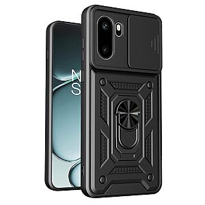 Σκληρή Πλάτη PC+TPU για OnePlus 15R 5G από OEM σε Μαύρο χρώμα με περιστρεφόμενο Stand, προστασία στρατιωτικών προδιαγραφών και κινητή ασπίδα κάμερας.