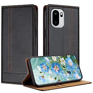 Flip Πορτοφόλι από Συνθετικό Δέρμα (PU) με TPU για OnePlus 15R 5G σε Μαύρο χρώμα με θήκη κάρτας και βάση στήριξης.