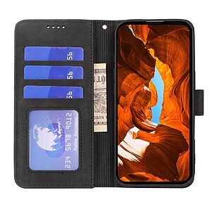 Flip Πορτοφόλι από Συνθετικό Δέρμα (PU) με TPU για OnePlus 15R 5G σε Μαύρο χρώμα με θήκες καρτών και ενσωματωμένο Stand.