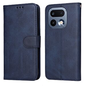 Flip Πορτοφόλι από Συνθετικό Δέρμα (PU) για το Realme 16 Pro 5G σε Μπλε χρώμα με θήκες καρτών, μαγνητικό κούμπωμα και ενσωματωμένη βάση στήριξης.