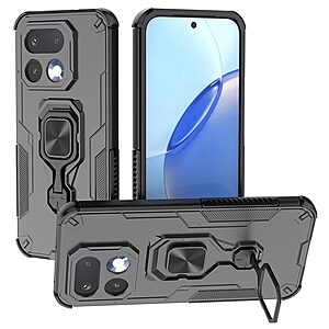 Σκληρή Πλάτη PC+TPU για Realme 16 Pro 5G από OEM με περιστρεφόμενο kickstand 360° και μαγνητική βάση αυτοκινήτου σε Μαύρο χρώμα.