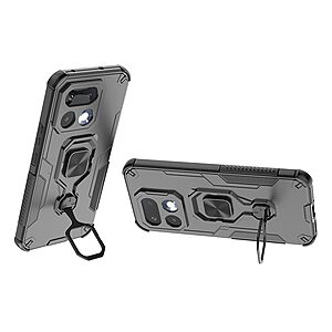 Σκληρή Πλάτη PC+TPU για Realme 16 Pro 5G από OEM με περιστρεφόμενο kickstand 360° και μαγνητική βάση αυτοκινήτου σε Μαύρο χρώμα.