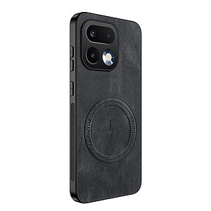 Σκληρή Πλάτη PC+TPU για Realme 16 Pro 5G από WANLONFENG SD1 Series με υφή Nappa σε Μαύρο χρώμα και μαγνητική συμβατότητα.