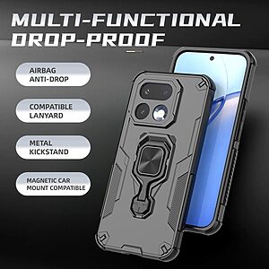 Σκληρή Πλάτη PC+TPU για Realme 16 Pro 5G με περιστρεφόμενο Ring Stand 360° σε Μπλε Σκούρο χρώμα. Ενισχυμένη προστασία με αερόσακους και μαγνητική συμβατότητα.