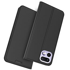 Flip Πορτοφόλι από Συνθετικό Δέρμα (PU) με TPU για Realme 16 Pro 5G σε Μαύρο χρώμα με θήκη κάρτας και ενσωματωμένη βάση στήριξης.