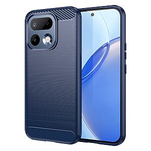 Πλάτη TPU για Realme 16 Pro 5G από OEM σε Μπλε χρώμα με υφή Carbon Fiber και επιφάνεια brushed ανθεκτική σε δακτυλικά αποτυπώματα.