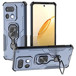 ΘΗΚΕΣ ΚΙΝΗΤΩΝ ΑΞΕΣΟΥΑΡ HUAWEI Y3 II 15 Σκληρή Πλάτη PC+TPU για Realme 16 Pro+ 5G με περιστρεφόμενο kickstand 360° και μαγνητική βάση αυτοκινήτου, σε Μπλε Σκούρο χρώμα.