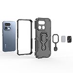 Σκληρή Πλάτη PC+TPU για Realme 16 Pro+ 5G με περιστρεφόμενο kickstand 360° και μαγνητική βάση αυτοκινήτου, σε Μπλε Σκούρο χρώμα.