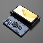 Σκληρή Πλάτη PC+TPU για Realme 16 Pro+ 5G με περιστρεφόμενο kickstand 360° και μαγνητική βάση αυτοκινήτου, σε Μπλε Σκούρο χρώμα.