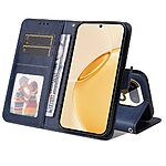 Flip Πορτοφόλι από Συνθετικό Δέρμα (PU) με TPU για Realme 16 Pro+ 5G σε Μπλε χρώμα με θήκες καρτών, Stand και λουράκι χεριού.