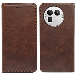 Flip Πορτοφόλι από Συνθετικό Δέρμα (PU) με TPU για Realme GT 8 Pro 5G σε Καφέ χρώμα με θήκες καρτών και ενσωματωμένη βάση στήριξης.