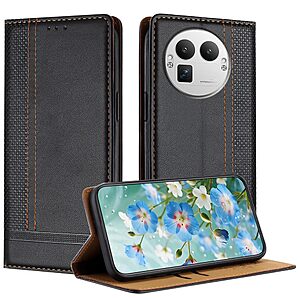 Flip Πορτοφόλι από Συνθετικό Δέρμα (PU) με TPU για Realme GT 8 Pro 5G σε Μαύρο χρώμα με θήκη κάρτας και ενσωματωμένο stand.