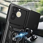 Σκληρή Πλάτη PC+TPU για Realme Note 70T από OEM σε Μαύρο χρώμα με περιστρεφόμενο Stand, προστασία στρατιωτικών προδιαγραφών και κινητή ασπίδα κάμερας.