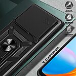 Σκληρή Πλάτη PC+TPU για Realme Note 70T από OEM σε Μαύρο χρώμα με περιστρεφόμενο Stand, προστασία στρατιωτικών προδιαγραφών και κινητή ασπίδα κάμερας.