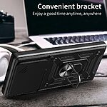 Σκληρή Πλάτη PC+TPU για Realme Note 70T από OEM σε Μαύρο χρώμα με περιστρεφόμενο Stand, προστασία στρατιωτικών προδιαγραφών και κινητή ασπίδα κάμερας.