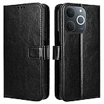 Flip Πορτοφόλι από Συνθετικό Δέρμα (PU) με TPU για Realme Note 70T σε Μαύρο χρώμα με θήκες καρτών, stand και λουράκι καρπού.