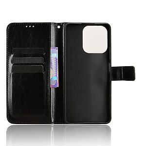 Flip Πορτοφόλι από Συνθετικό Δέρμα (PU) με TPU για Realme Note 70T σε Μαύρο χρώμα με θήκες καρτών, stand και λουράκι καρπού.