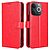 Flip Πορτοφόλι από Συνθετικό Δέρμα (PU) για Realme Note 70T με 3 θήκες καρτών, βάση στήριξης και λουράκι καρπού σε Κόκκινο χρώμα.