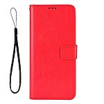 Flip Πορτοφόλι από Συνθετικό Δέρμα (PU) για Realme Note 70T με 3 θήκες καρτών, βάση στήριξης και λουράκι καρπού σε Κόκκινο χρώμα.